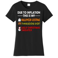 Due To Inflation This Is My Halloween Thanksgiving Ugly Christmas Women's T-Shirt