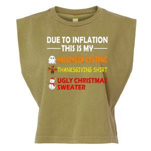 Due To Inflation This Is My Halloween Thanksgiving Ugly Christmas Garment-Dyed Women's Muscle Tee