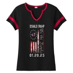 Donald Trump Inauguration Day 2025 47th President Usa Flag Ladies Halftime Notch Neck Tee