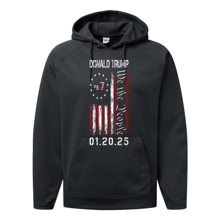 Donald Trump Inauguration Day 2025 47th President Usa Flag Performance Fleece Hoodie