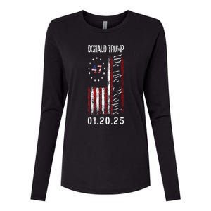 Donald Trump Inauguration Day 2025 47th President Usa Flag Womens Cotton Relaxed Long Sleeve T-Shirt