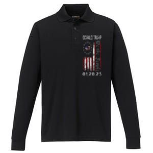 Donald Trump Inauguration Day 2025 47th President Usa Flag Performance Long Sleeve Polo