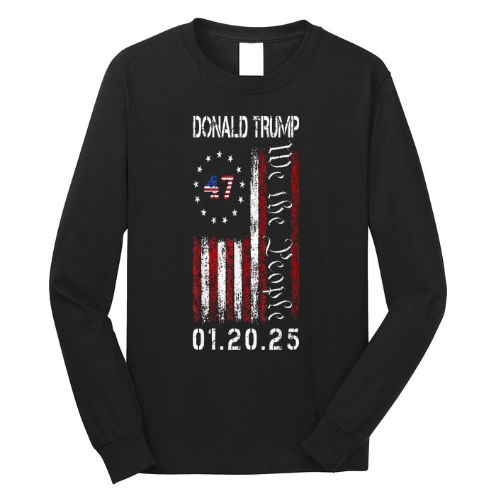 Donald Trump Inauguration Day 2025 47th President Usa Flag Long Sleeve Shirt