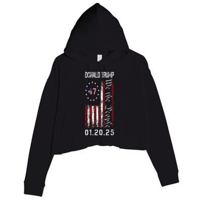 Donald Trump Inauguration Day 2025 47th President Usa Flag Crop Fleece Hoodie