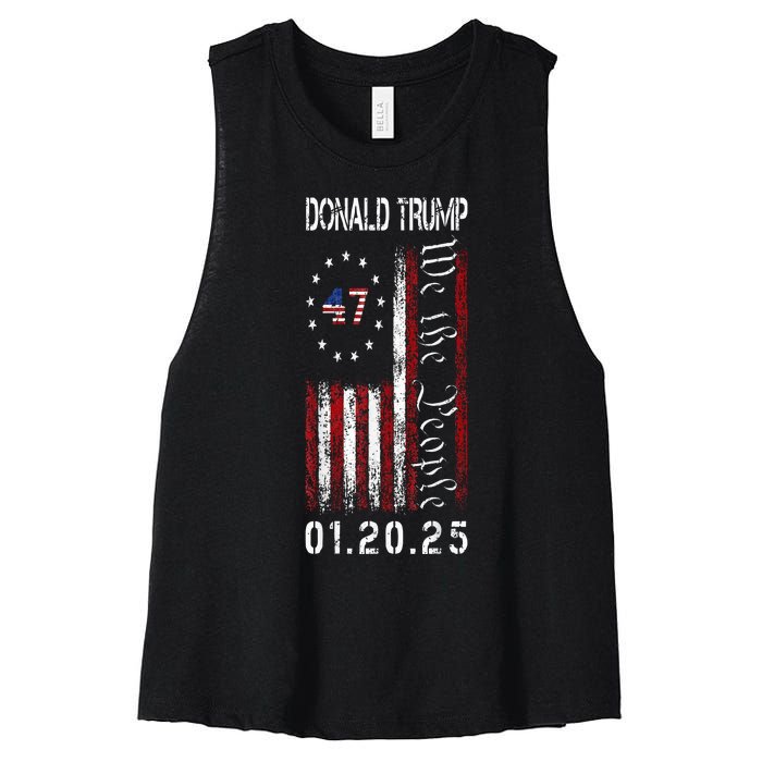 Donald Trump Inauguration Day 2025 47th President Usa Flag Women's Racerback Cropped Tank