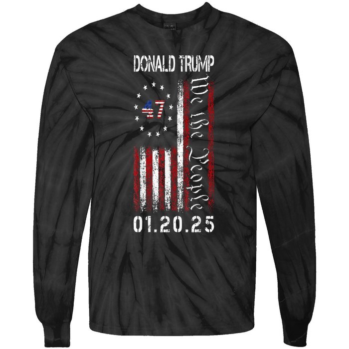 Donald Trump Inauguration Day 2025 47th President Usa Flag Tie-Dye Long Sleeve Shirt