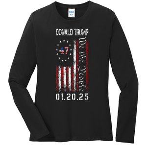 Donald Trump Inauguration Day 2025 47th President Usa Flag Ladies Long Sleeve Shirt