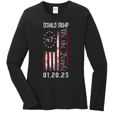 Donald Trump Inauguration Day 2025 47th President Usa Flag Ladies Long Sleeve Shirt