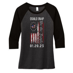 Donald Trump Inauguration Day 2025 47th President Usa Flag Women's Tri-Blend 3/4-Sleeve Raglan Shirt