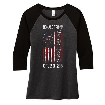 Donald Trump Inauguration Day 2025 47th President Usa Flag Women's Tri-Blend 3/4-Sleeve Raglan Shirt