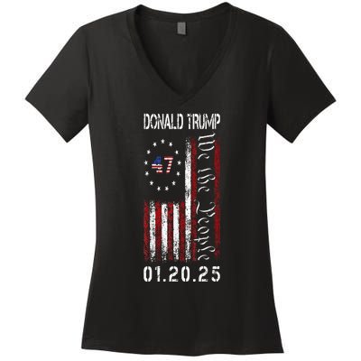 Donald Trump Inauguration Day 2025 47th President Usa Flag Women's V-Neck T-Shirt