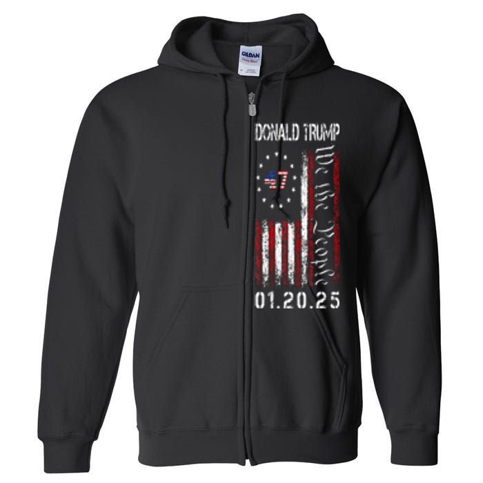 Donald Trump Inauguration Day 2025 47th President Usa Flag Full Zip Hoodie