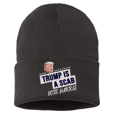 Donald Trump Is A Scab Vote Harris Sustainable Knit Beanie