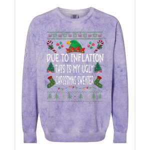 Due To Inflation Ugly Christmas Sweaters Funny Pjs Matching Colorblast Crewneck Sweatshirt