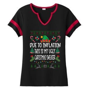 Due To Inflation Ugly Christmas Sweaters Funny Pjs Matching Ladies Halftime Notch Neck Tee