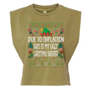 Due To Inflation Ugly Christmas Sweaters Funny Pjs Matching Garment-Dyed Women's Muscle Tee