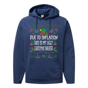 Due To Inflation Ugly Christmas Sweaters Funny Pjs Matching Performance Fleece Hoodie