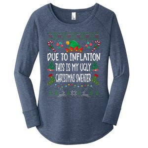 Due To Inflation Ugly Christmas Sweaters Funny Pjs Matching Women's Perfect Tri Tunic Long Sleeve Shirt