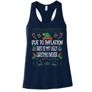 Due To Inflation Ugly Christmas Sweaters Funny Pjs Matching Women's Racerback Tank