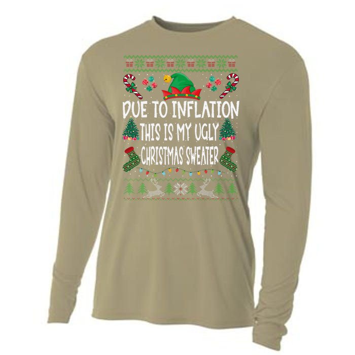 Due To Inflation Ugly Christmas Sweaters Funny Pjs Matching Cooling Performance Long Sleeve Crew