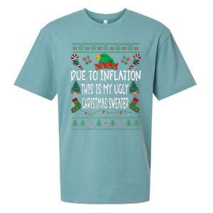 Due To Inflation Ugly Christmas Sweaters Funny Pjs Matching Sueded Cloud Jersey T-Shirt