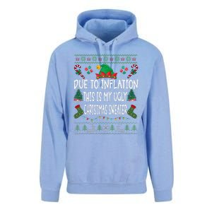 Due To Inflation Ugly Christmas Sweaters Funny Pjs Matching Unisex Surf Hoodie