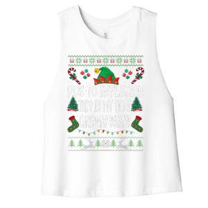 Due To Inflation Ugly Christmas Sweaters Funny Pjs Matching Women's Racerback Cropped Tank