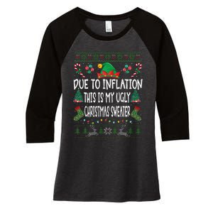 Due To Inflation Ugly Christmas Sweaters Funny Pjs Matching Women's Tri-Blend 3/4-Sleeve Raglan Shirt