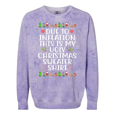 Due To Inflation This Is My Ugly Christmas Sweater Shirt Funny Colorblast Crewneck Sweatshirt