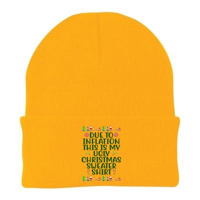 Due To Inflation This Is My Ugly Christmas Sweater Shirt Funny Knit Cap Winter Beanie