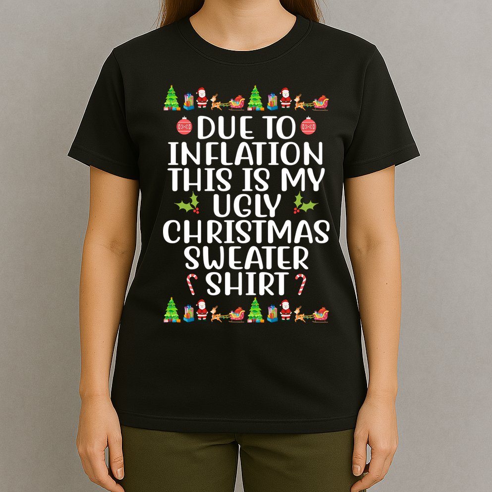 Due To Inflation This Is My Ugly Christmas Sweater Shirt Funny T-Shirt