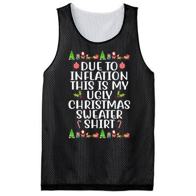 Due To Inflation This Is My Ugly Christmas Sweater Shirt Funny Mesh Reversible Basketball Jersey Tank