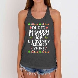 Due To Inflation This Is My Ugly Christmas Sweater Shirt Funny Women's Knotted Racerback Tank