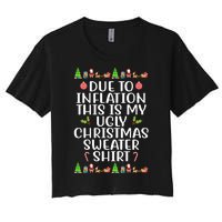 Due To Inflation This Is My Ugly Christmas Sweater Shirt Funny Women's Crop Top Tee