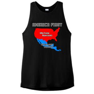 Donald Trump Illegal Build The Wall America First Ladies PosiCharge Tri-Blend Wicking Tank