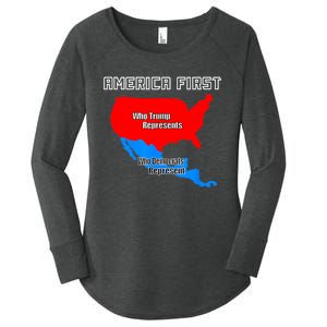 Donald Trump Illegal Build The Wall America First Women's Perfect Tri Tunic Long Sleeve Shirt