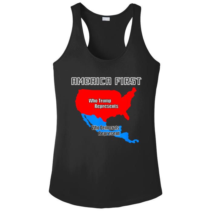 Donald Trump Illegal Build The Wall America First Ladies PosiCharge Competitor Racerback Tank