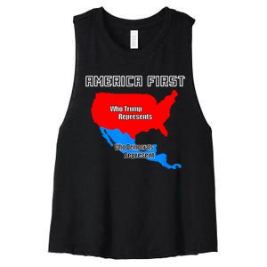 Donald Trump Illegal Build The Wall America First Women's Racerback Cropped Tank