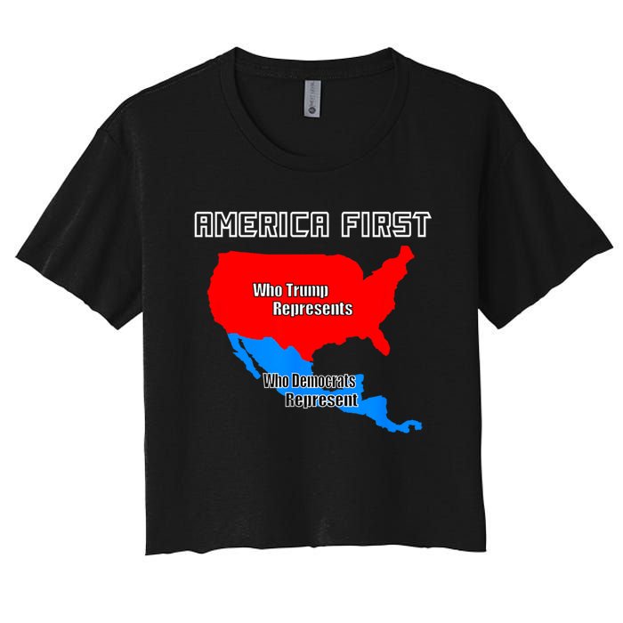 Donald Trump Illegal Build The Wall America First Women's Crop Top Tee