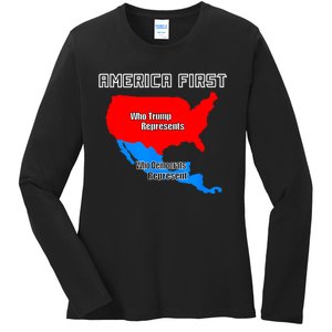 Donald Trump Illegal Build The Wall America First Ladies Long Sleeve Shirt