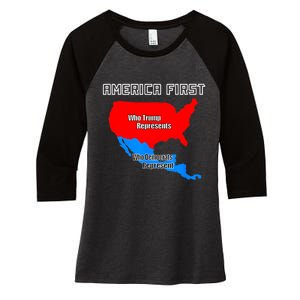 Donald Trump Illegal Build The Wall America First Women's Tri-Blend 3/4-Sleeve Raglan Shirt