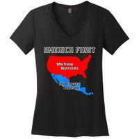 Donald Trump Illegal Build The Wall America First Women's V-Neck T-Shirt