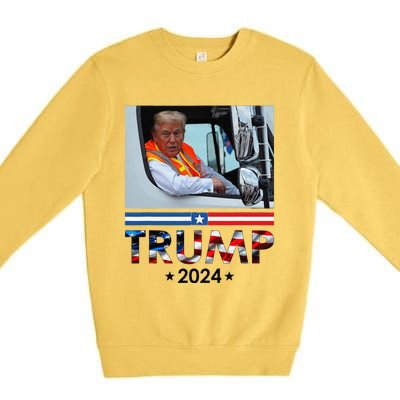 Donald Trump In Garbage Truck Team Garbage For Trump 2024 Premium Crewneck Sweatshirt