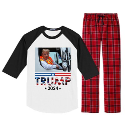 Donald Trump In Garbage Truck Team Garbage For Trump 2024 Raglan Sleeve Pajama Set