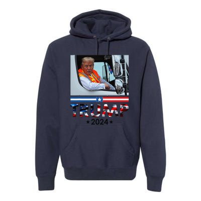 Donald Trump In Garbage Truck Team Garbage For Trump 2024 Premium Hoodie