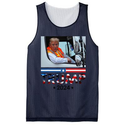 Donald Trump In Garbage Truck Team Garbage For Trump 2024 Mesh Reversible Basketball Jersey Tank