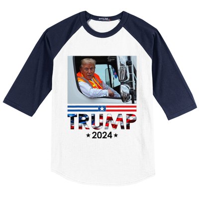 Donald Trump In Garbage Truck Team Garbage For Trump 2024 Baseball Sleeve Shirt