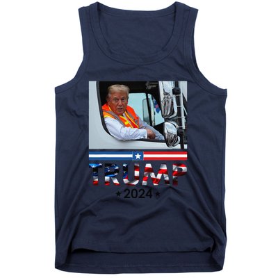 Donald Trump In Garbage Truck Team Garbage For Trump 2024 Tank Top