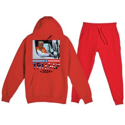 Donald Trump In Garbage Truck Team Garbage For Trump 2024 Premium Hooded Sweatsuit Set