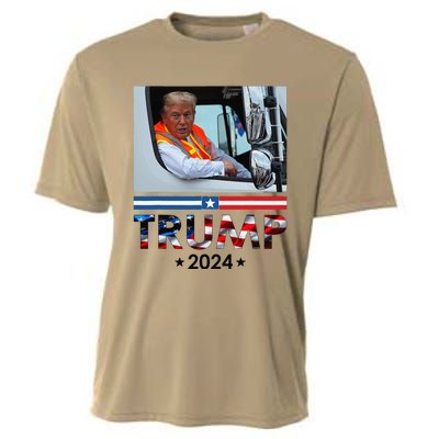 Donald Trump In Garbage Truck Team Garbage For Trump 2024 Cooling Performance Crew T-Shirt